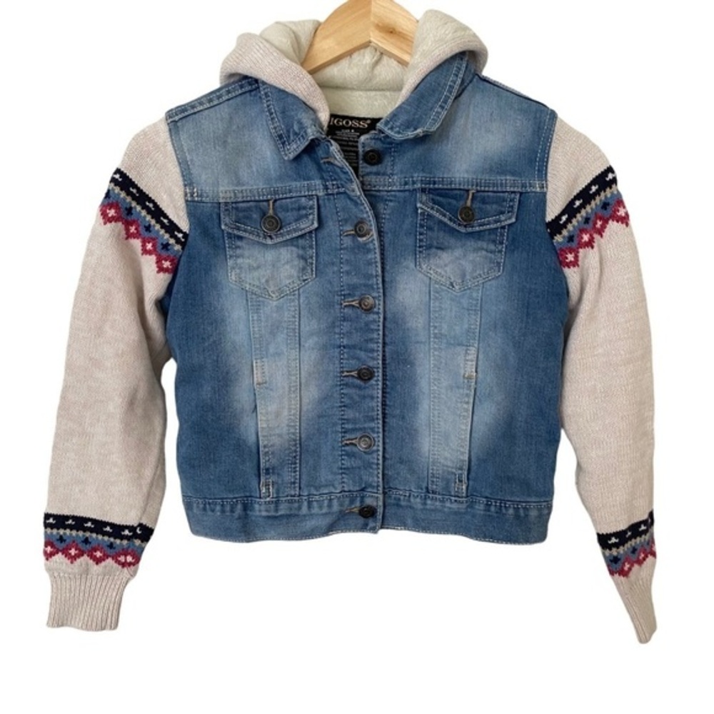 VIGOSS Girls White Hooded Long Sleeve Denim‎ Jacket Size 8